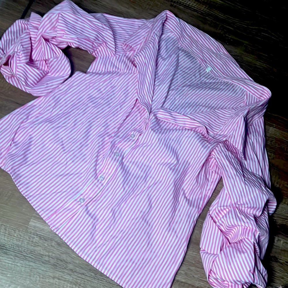 OffShoulder Pink Stripe Blouse